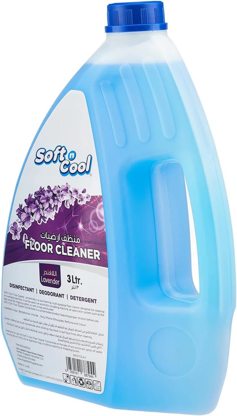Soft n Cool منظف الأرضيات باللافندر الناعم والبارد 3 لتر - مطهر ومنظف بدرجة تجارية - Image 2